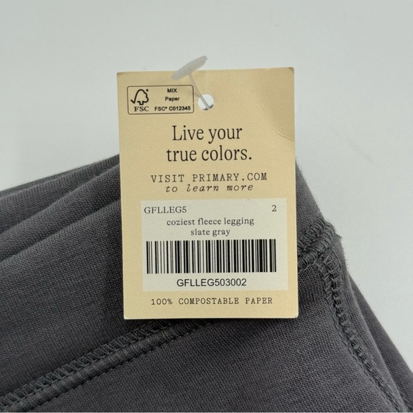 NWT Primary Kids Coziest Fleece Lined Leggings 2 Slate Gray Fall Winter - Picture 10 of 10